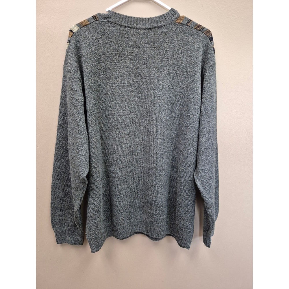 Segreto Italy Sweater XL Coogi Style Striped Knit Wool Blend Gray Mens  Textured - Picture 3 of 4